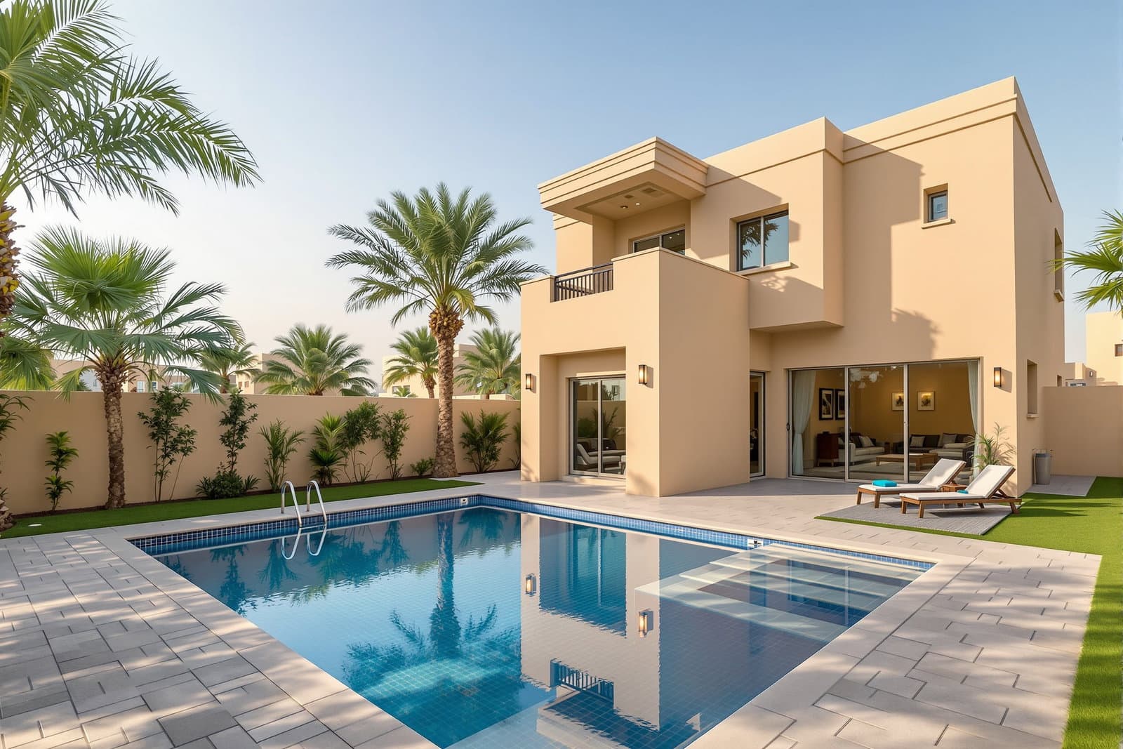 Family villa backing onto the golf course in Yas Acres